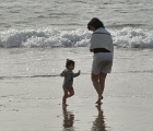 On the beach with Grandma Rene